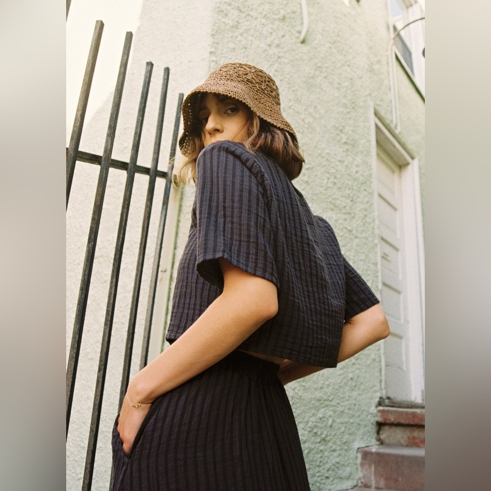 Black Striped Crop Top